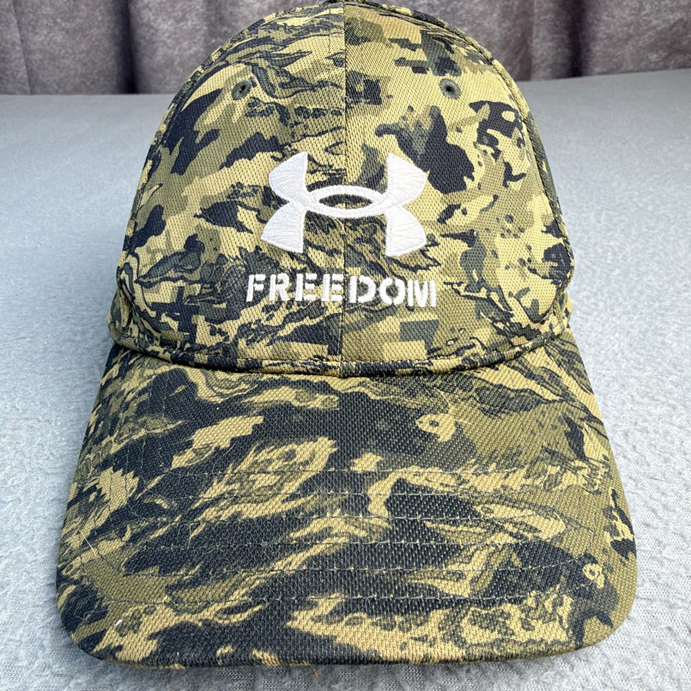Under Armour Freedom Blitzing Camo Hat Mens ML Green Tactical Stretch Fit Cap
